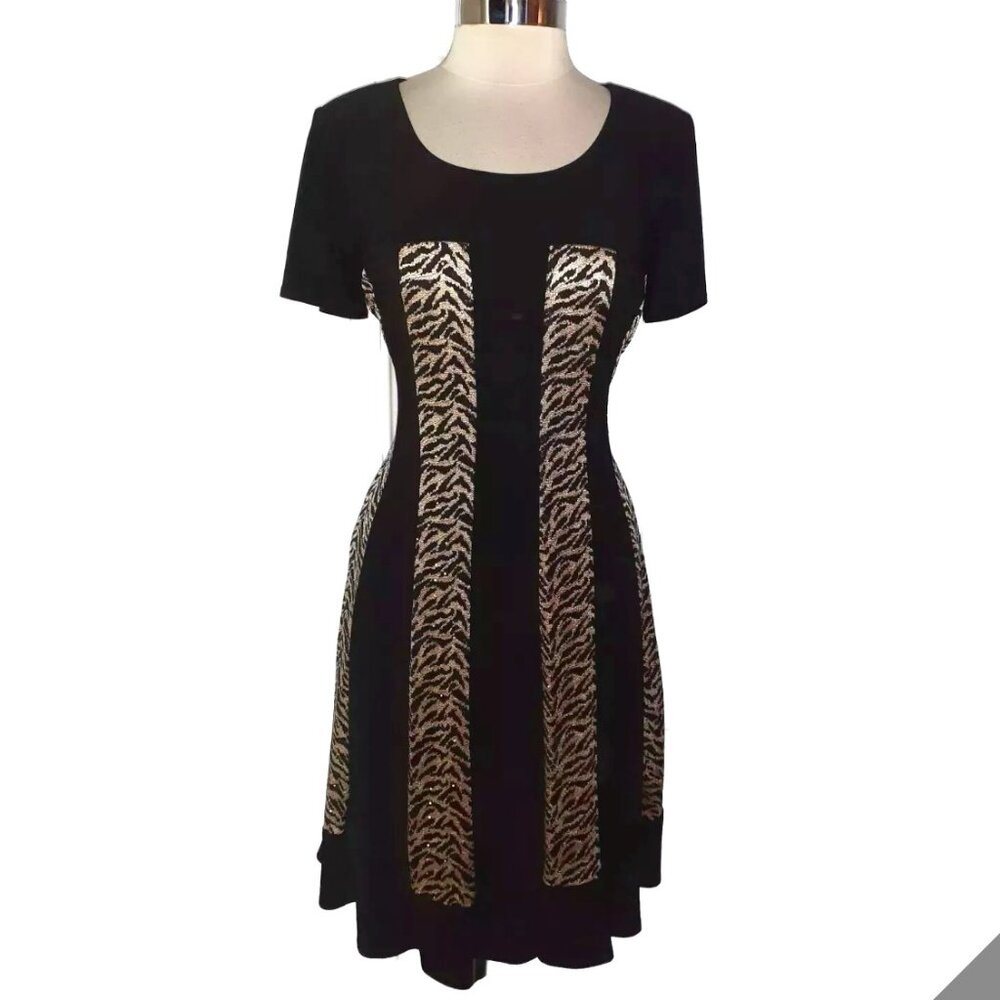 R&M Richards Gorgeous Short Sleeve Sequin Leopard Dress